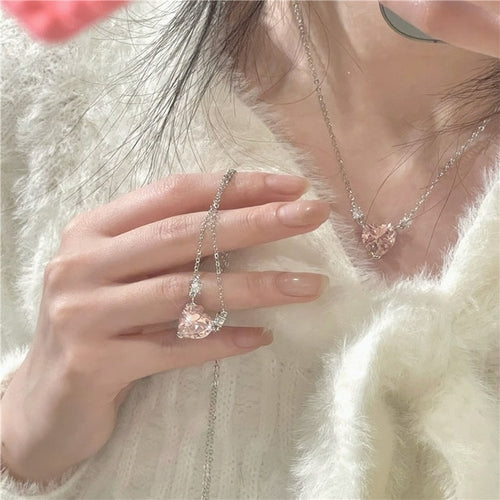 Peach Heart Water Drop Chokers Necklaces For Women Choker Sweet Cool