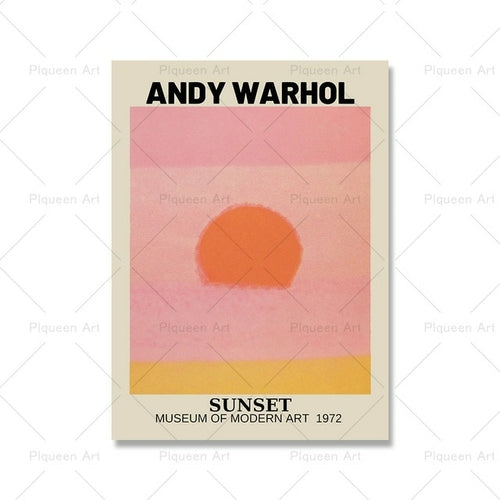 Pink Andy Sunset Picasso Woman Line Art Print Abstract Poster Keith