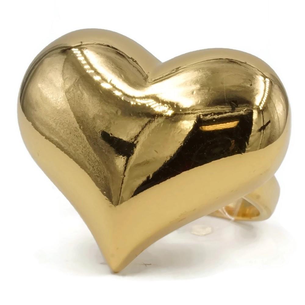 Solid Large Puff Heart Gold Tone Ring