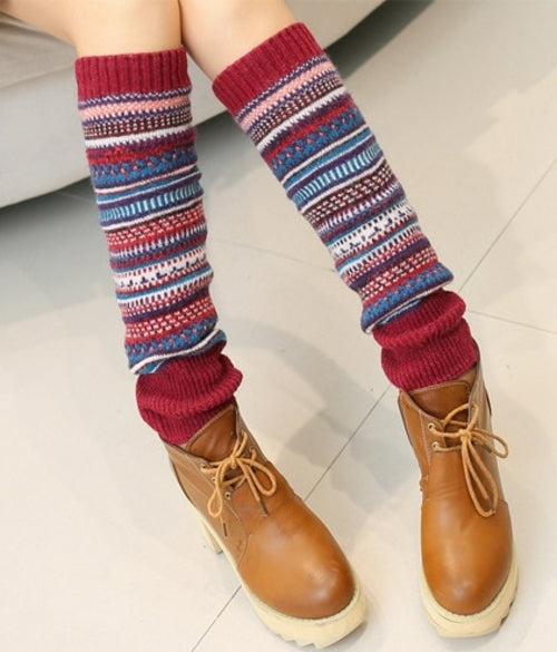 Retro Women Winter Warm Leg Warmers Wool Knitting