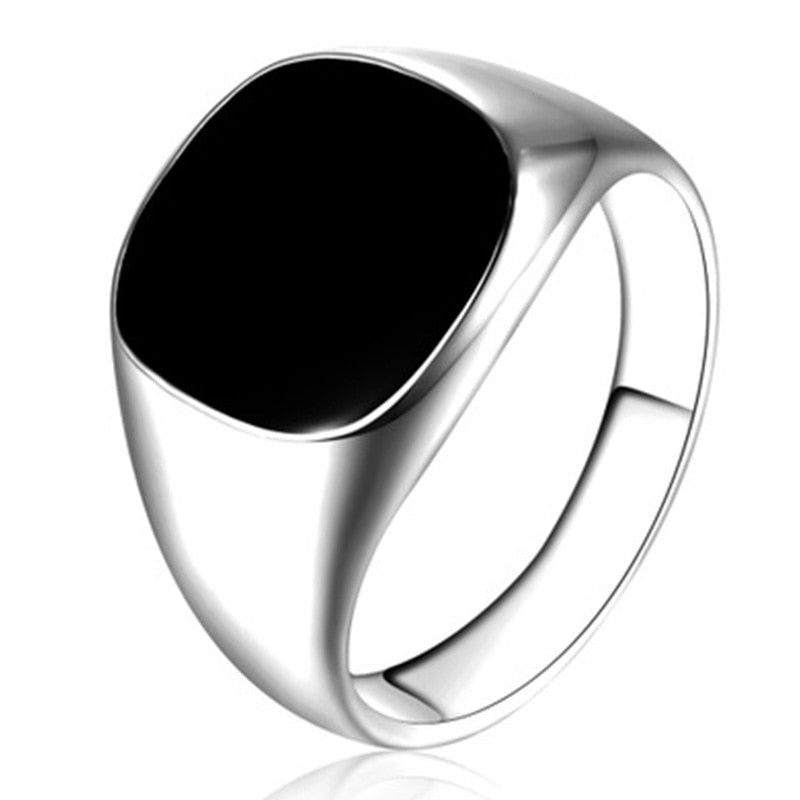 Metal Glossy Rings for Men Geometric Width Signet Square Finger Punk Ring Jewelry Accessories
