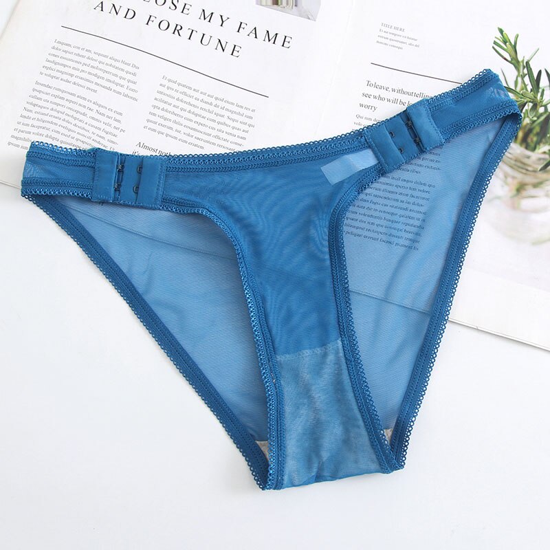 Sexy Mesh Transparent Panties Seamless Ladies Briefs Buttoned Detachable Underwear Temptation Sexy Underpants Thongs