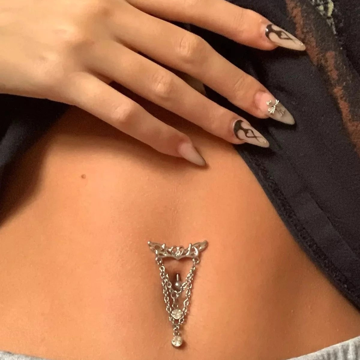 Chain Belly Button Ring Dangle Navel Piercing Ring Snake Belly Ring Zircon Navel Ring Body Piercing Jewelry Umbilical Pircing