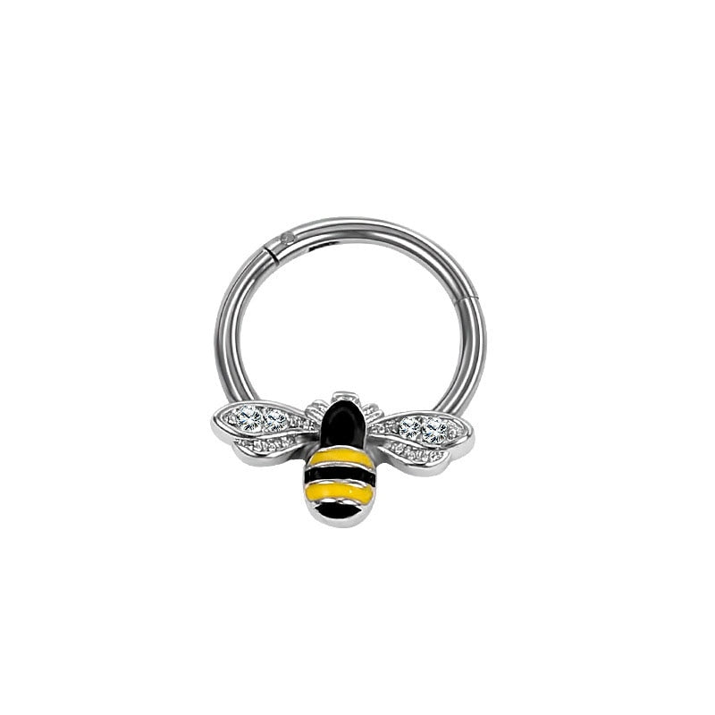 Bee Snake Nose Ring Women Stainless Steel Septum Piercing Ring Crystal Small Cartilage Earring Silver Plated Piercing Jewelry