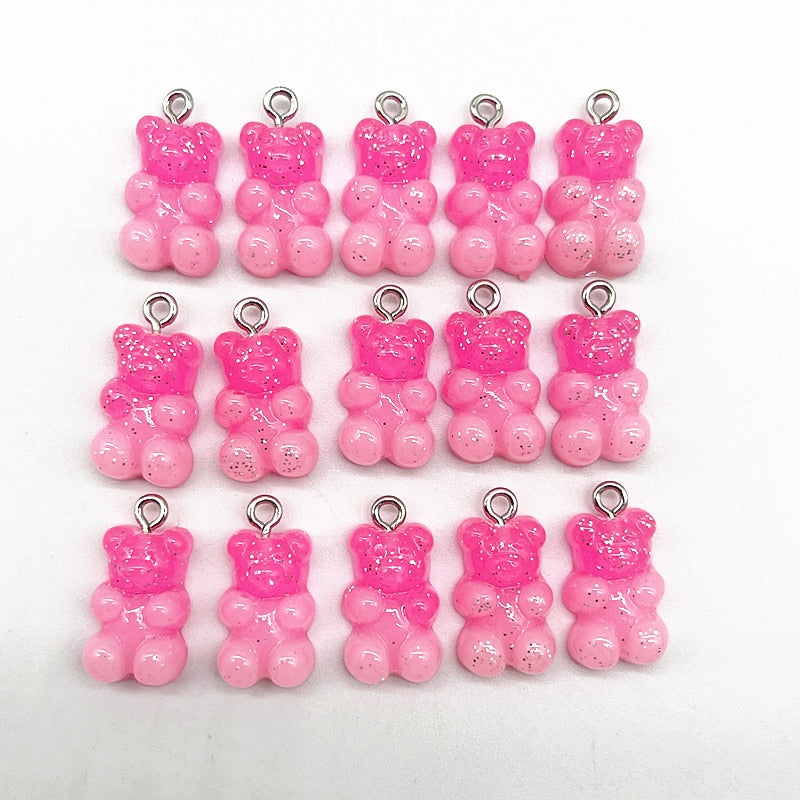 10Pcs Candy Bear Pendant Charms for Necklace Bracelet Earrings Jewelry Making Diy Findings Resin Bears Christmas Making