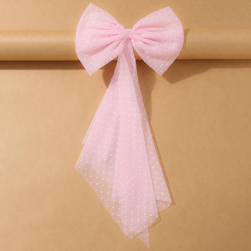 Women Large Bow Hairpin Summer Chiffon Big Bowknot Stain Bow Barrettes Women Solid Color Ponytail Clip Hair Accessories