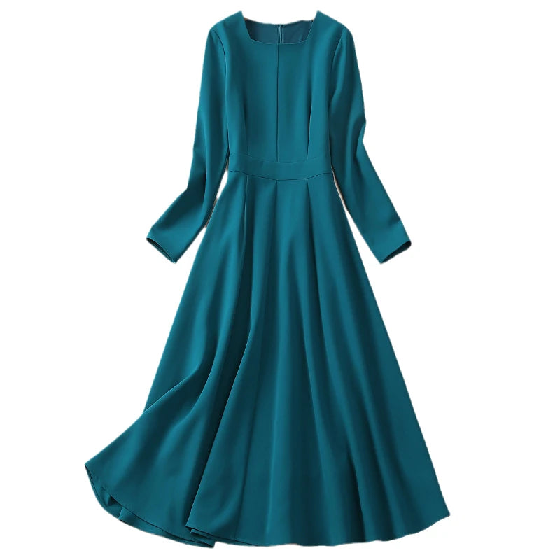 Kate Middleton Princess Workplace Runway Ladies Spring High Quality Fashion Party Vintage Chic Casual Long Sleeve Midi Dress