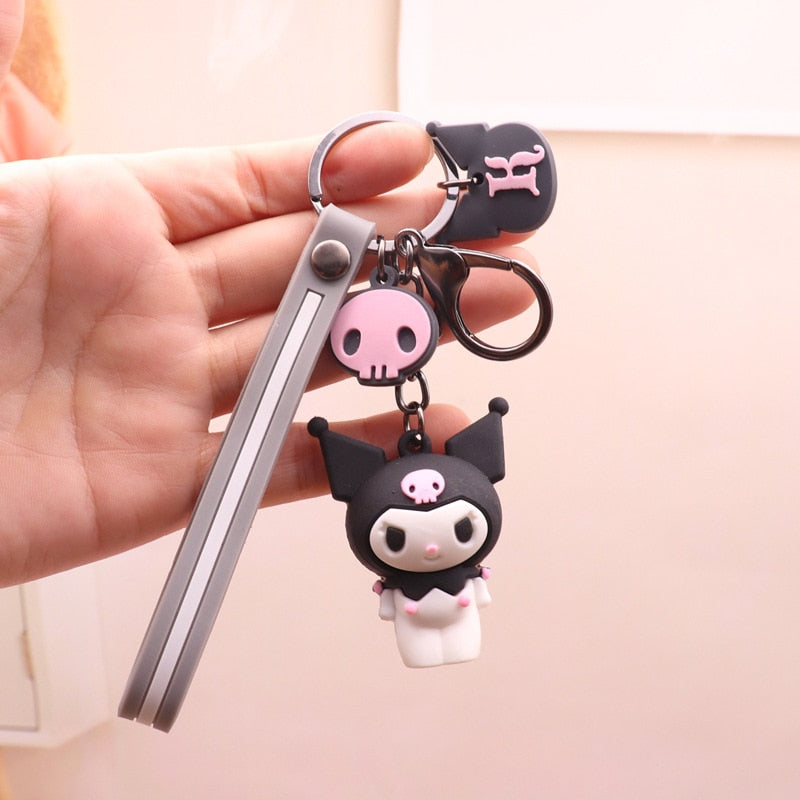 Cute Cartoon Sanrio Kuromi Mymelody Pendant Keychain Holder Key Chain Car Keyring Mobile Phone Bag Hanging Jewelry Kids Gifts