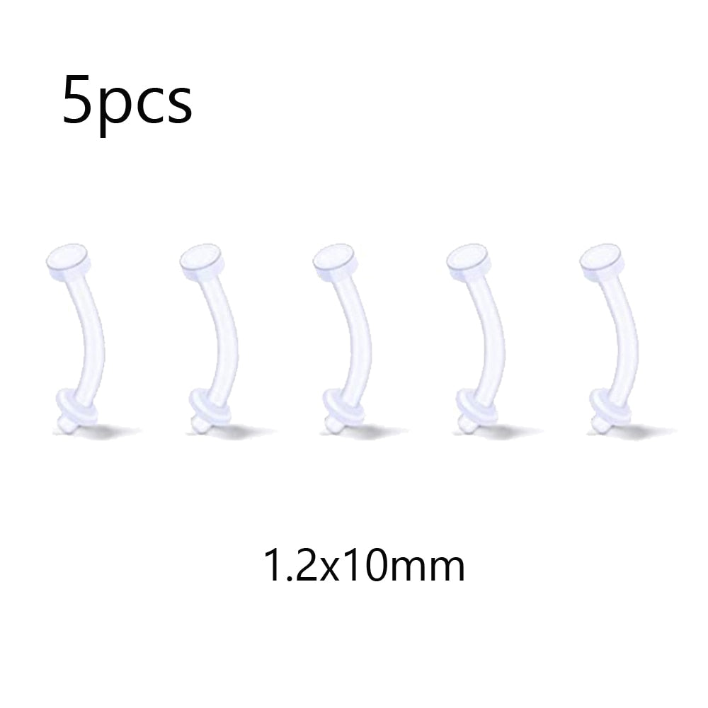 Clear Piercing Retainer Septum Studs Flexible Lip Ear Nose Hoop Tongue Rings Nipple Ring Daith Earrings Plastic Industrial