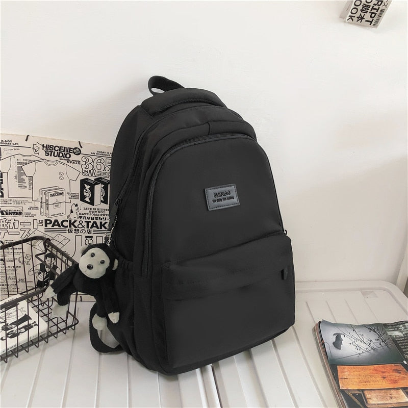 Womens Backpack Solid Color Female Multi-pocket Casual Woman Travel Bag Schoolbag for Teenage Girl Book Knapsack