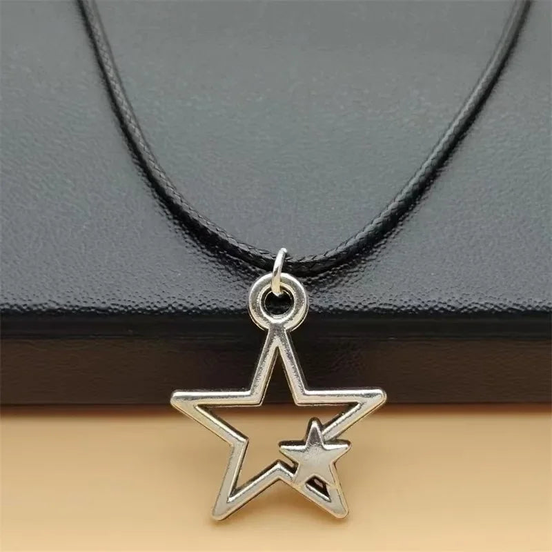 Korean Fashion Chains Star Pendant Necklaces Punk Aesthetic Jewelry Boho Necklace for Women Goth Jewelry Y2K Grunge Rock