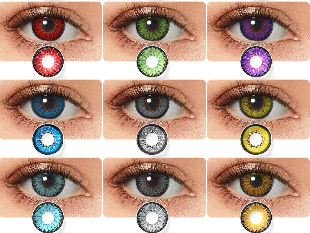 Farbkontaktlinsen für Augen Anime Cosplay Farblinsen Blau Rot Mehrfarbige Linsen Kontaktlinsen Schönheit Schüler