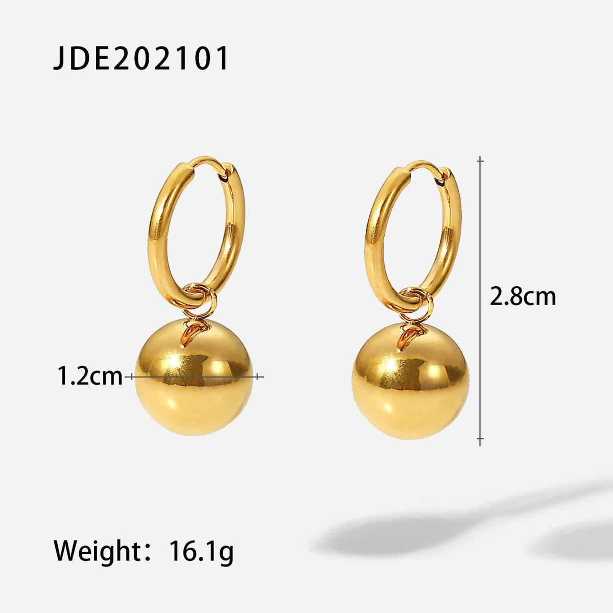 Ball Pendant Ring Earrings Necklace Stainless Steel Gold Plated Jewelry Accessories Set For Women