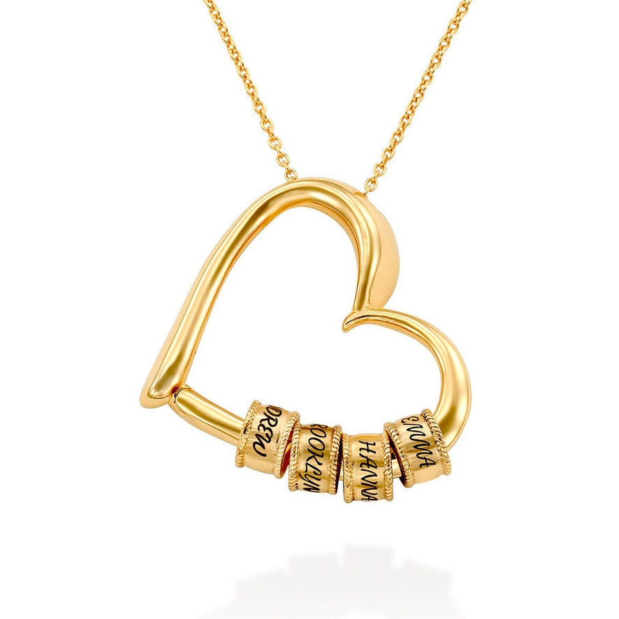 Personalisierte Herz Halsketten Frauen Schmuck Benutzerdefinierte Vergoldete 1-7 Perlen Namensketten &amp; Anhänger Muttertagsgeschenk