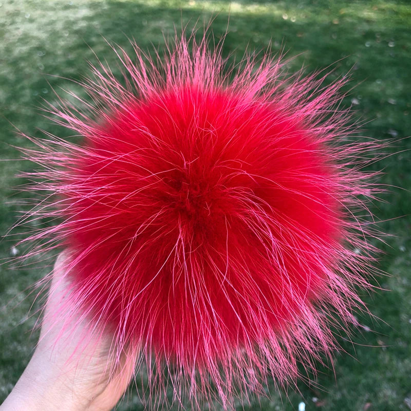 DIY Luxury Fur PomPom 100% Natural Fox Hairball Hat Ball Pom Pom Handmade Really Large Hair Ball Wholesale Hat With Buckle