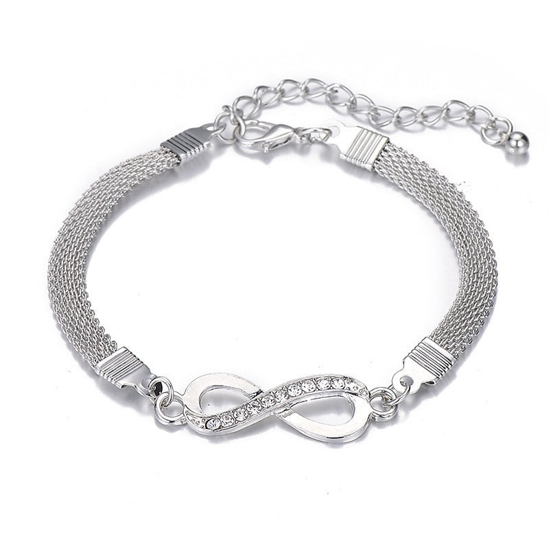 Rhinestone Infinity Bracelet Mens Womens Jewelry 8 Number Pendant Charm Blange Couple Bracelets For Lover Friend Women Gifts