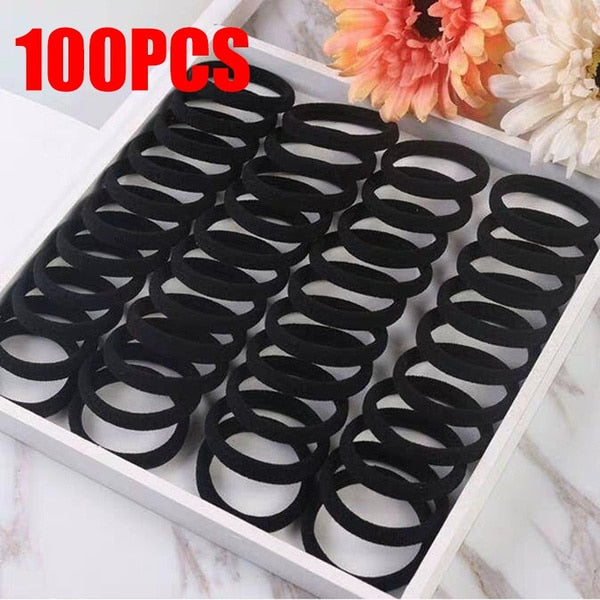 50/100 Stück hochelastische Haarbänder für Frauen Mädchen schwarzes Haarband Gummibänder Pferdeschwanzhalter Haargummis Kinder Haarschmuck