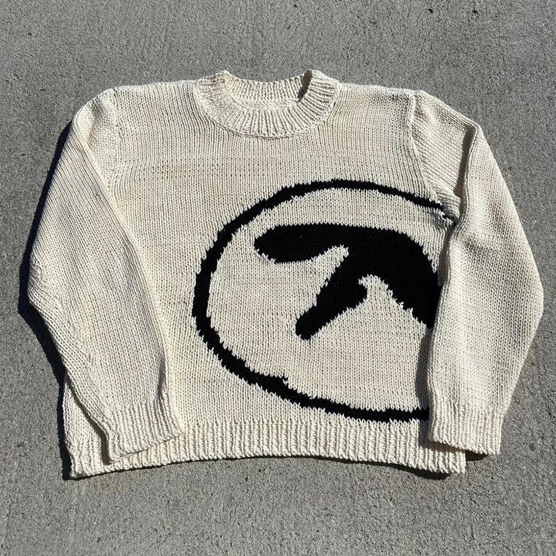 2000s Aesthetic Cute Knit Fall Men Women Graphic Print Hip Hop Sweater Punk Y2k Clothes Vintage Streetwear Unisex Loose Goth Top