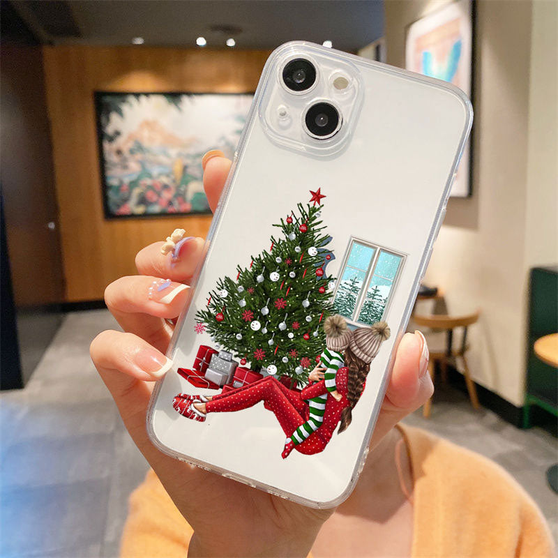 Christmas girl Soft silicone Phone Case For iPhone 14 Pro Max 13 Pro Max 12 mini 11 XS XR 6S 8 7 Christmas New Year Cover Fundas