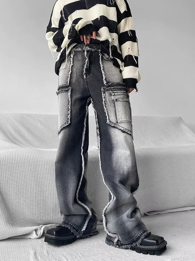 Men's Gothic Baggy Jeans  Punk Y2K Streetwear Vintage 90s Women Wide Leg Denim Cargo Pants Men Harajuku Grunge Trousers Male