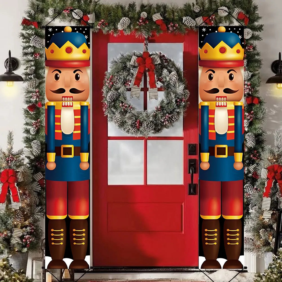 Nutcracker Soldier Door Banner Decor 2023 Christmas Decorations for Home Xmas Hanging Ornaments Navidad Noel Gifts New Year 2024
