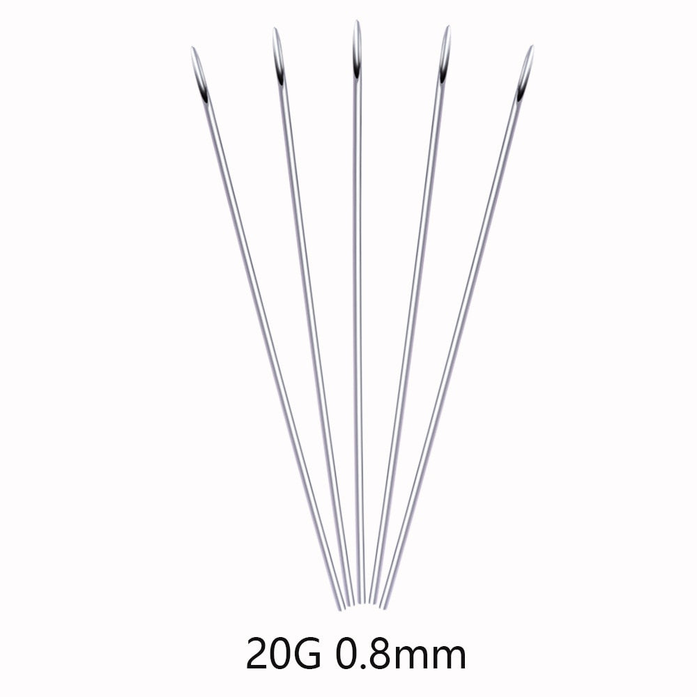 3/5/10/20Pcs Disposable Sterile Body Piercing Needles Medical Tattoo Needle Navel Nipple Lip Navel Ring Kit Surgical Steel Tool