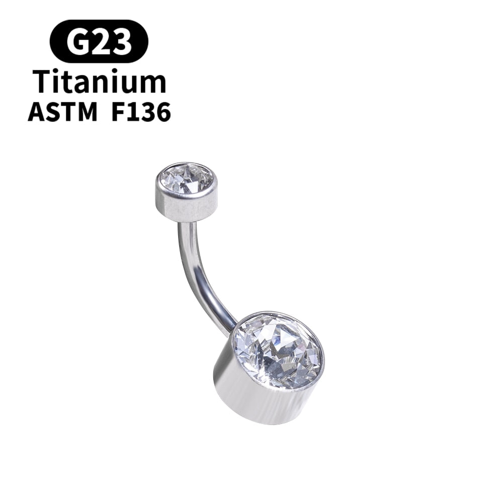 G23 Titanium Premium Gem Stone Belly Button Rings Body Piercing Jewellery 14G Navel Piercing Ring Jewelry For Women