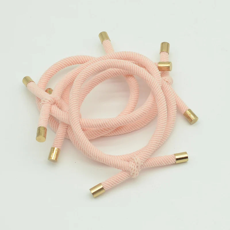 30PCS 5mm Twilled Cords Knotted Elastic Hair Bands Golden Caps Hair Ties for Girls Elasticity Ponytail Holders Hair Scrunchies