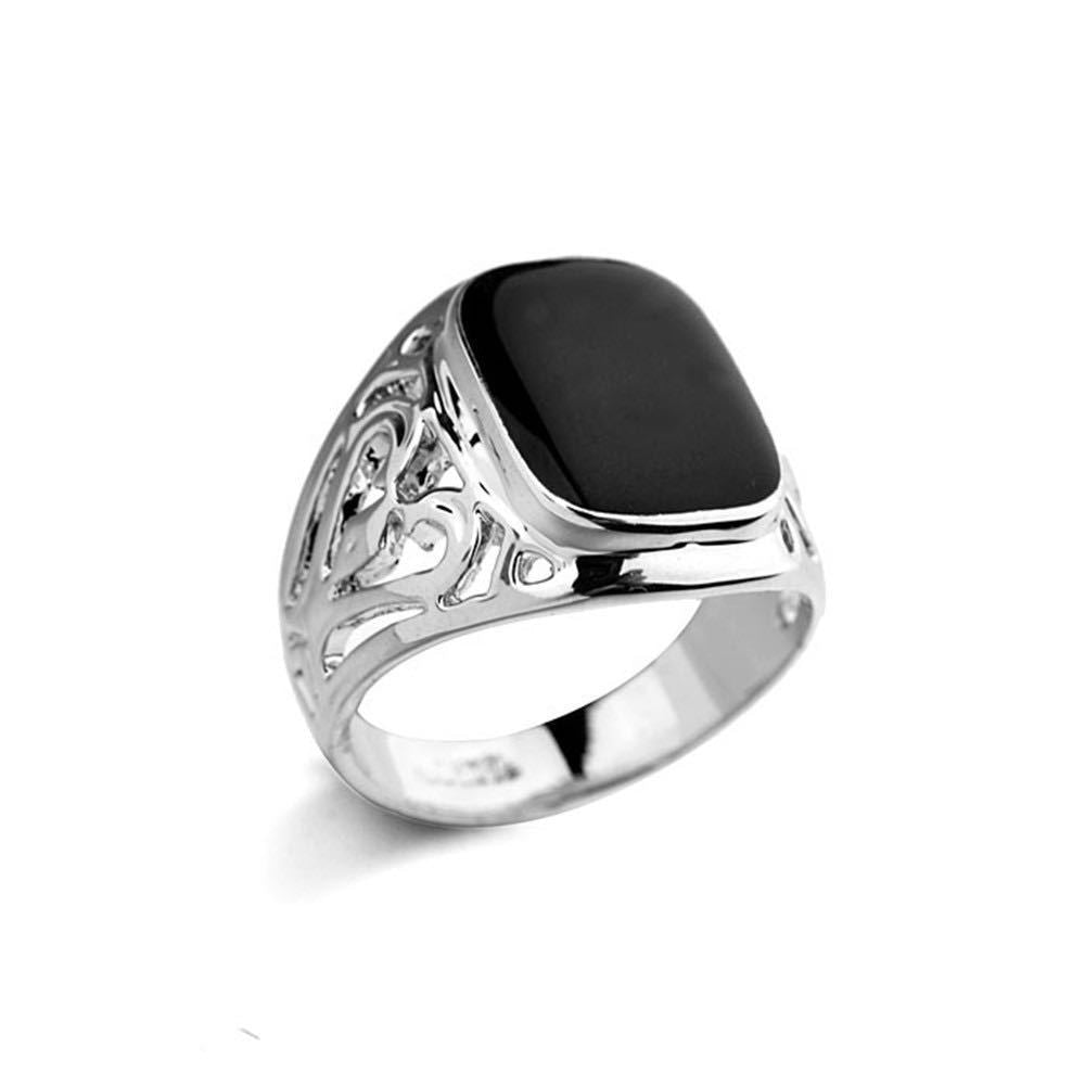 Metal Glossy Rings for Men Geometric Width Signet Square Finger Punk Style Ring Jewelry Accessories