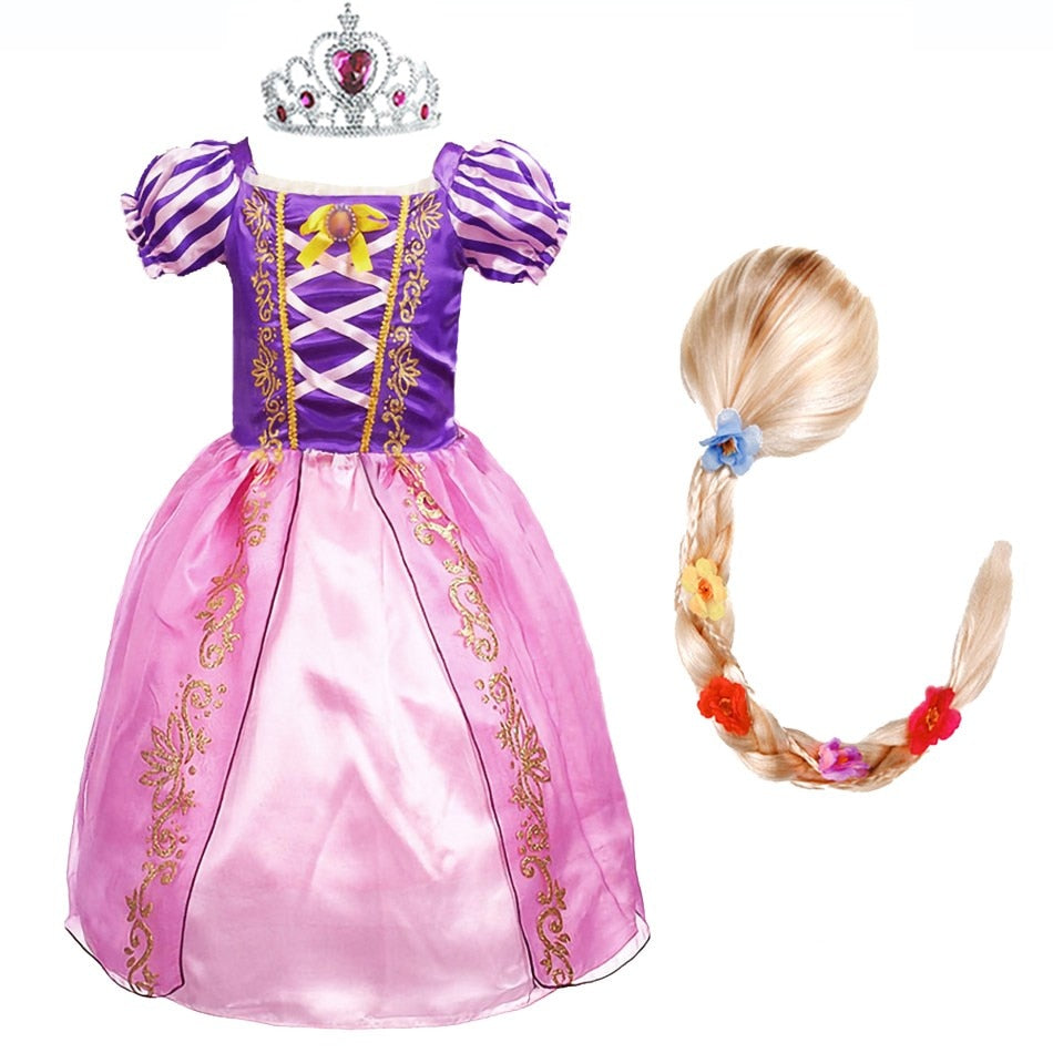 Girls Rapunzel Costume Kids Summer Tangled Fancy Cosplay Princess Dress Children Birthday Carnival Halloween Party Clothes 2-8T