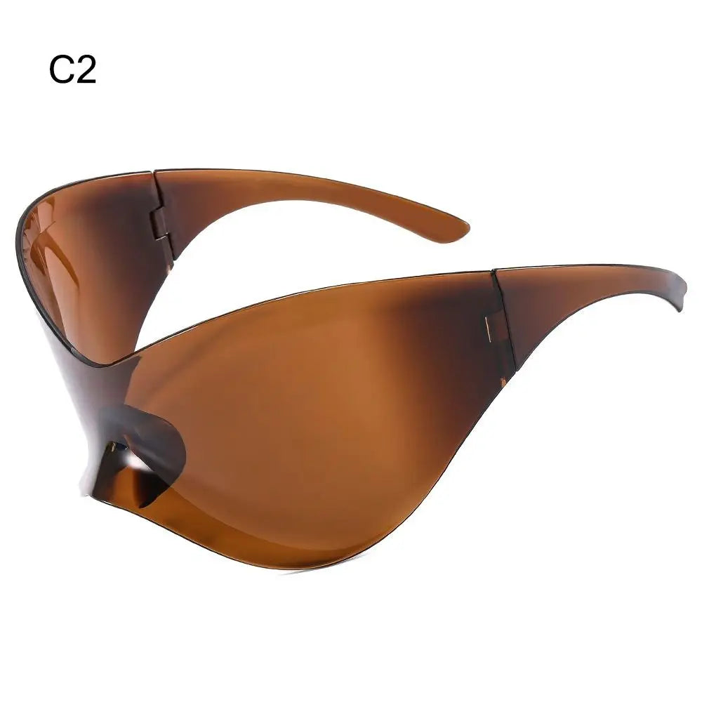 New  Oversized Punk Y2K Sunglasses Goggle Women Men Sport Silver Futuristic Female Sun Glasses Rimless Eyeglasses De Sol Oculos