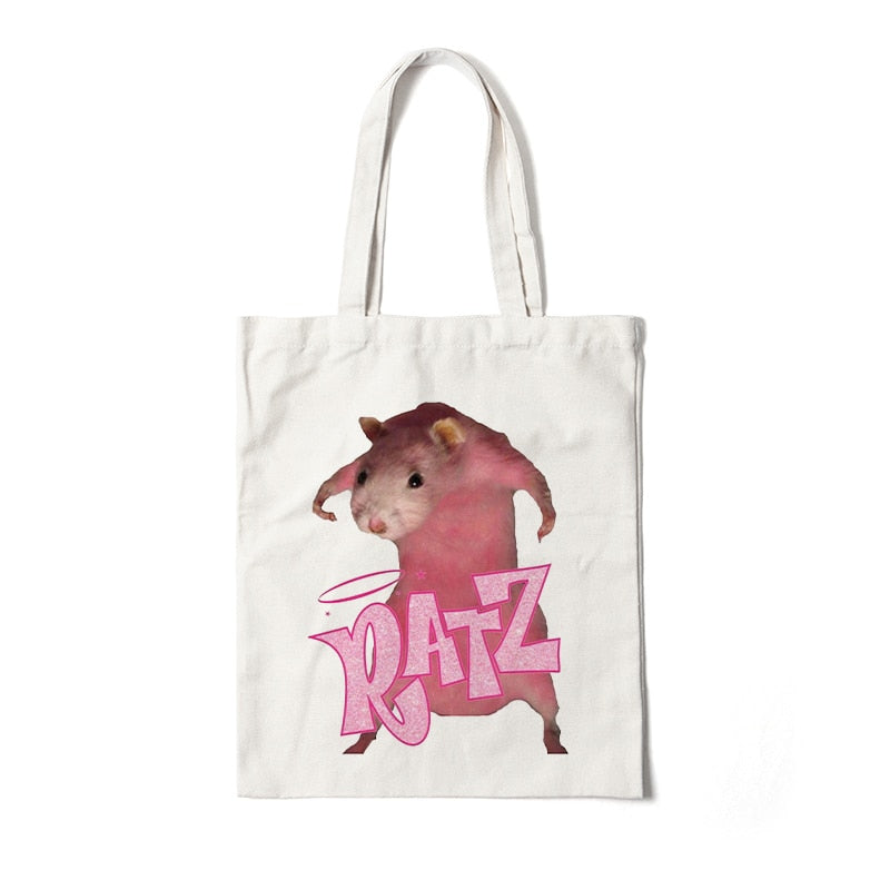 Tote Bag Kawaii Ratz Reusable Grocery Canvas Shopping Bag Harajuku Shopper Bag Women Shoulder Bag Eco Bag Large Cute Tote Bag