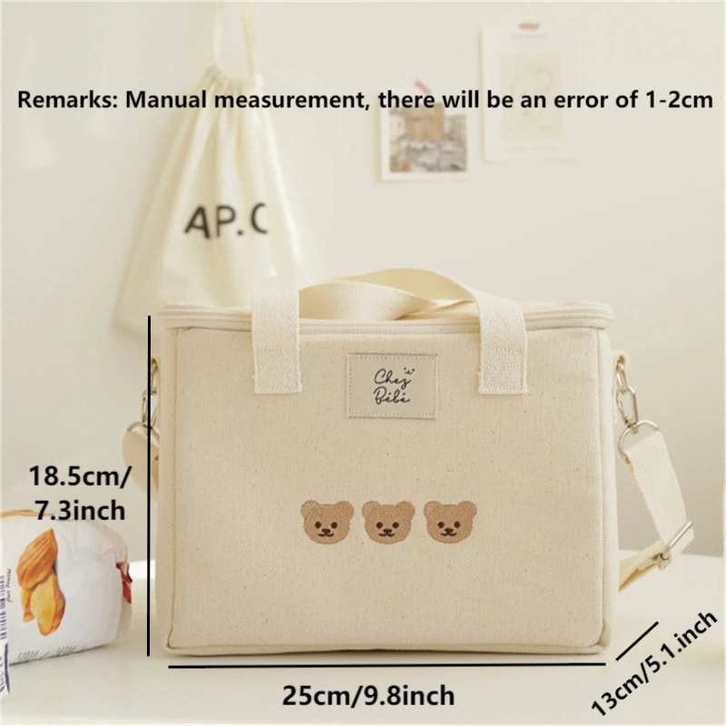 Multifunctional Mother Baby Bag Diaper Bags Waterproof Bear Embroidery Thermal Insulation Mommy Bag Fashion Food Storage Bags