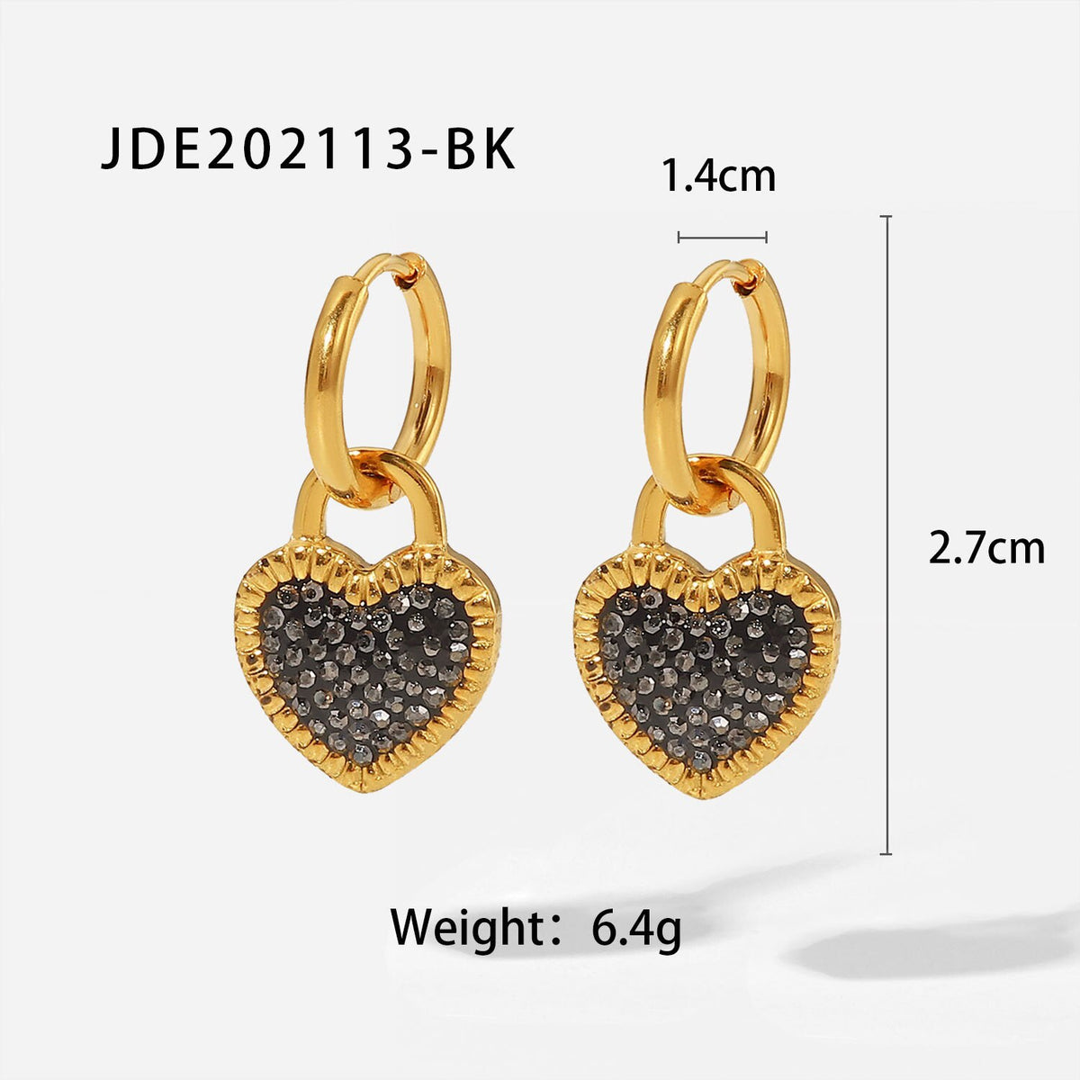 Stainless Steel 18K Gold plated Hoop Earrings jewelry party Girls Cubic Zirconia Heart Hoop Earrings for Women
