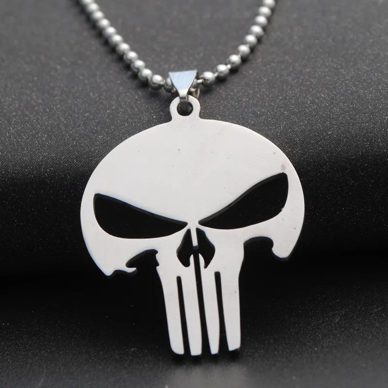 "Simple Skull Punisher Pendant Necklace Men's and Women's Fashion Trend Punk Jewelry Accessories Gift  "