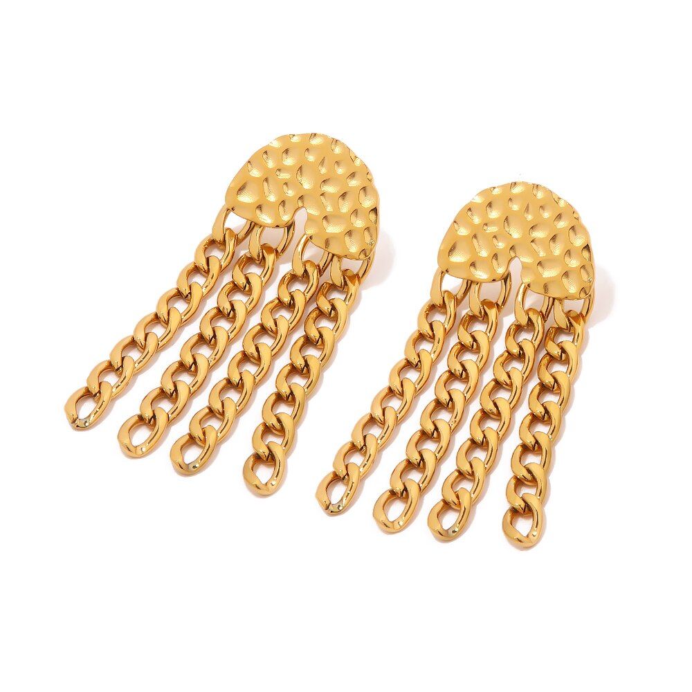 Hängende Kettenbolzen, 18 Karat PVD-vergoldete Edelstahl-Ohrringe, täglicher goldener Schmuck für Damen, Pendientes Verano 2023