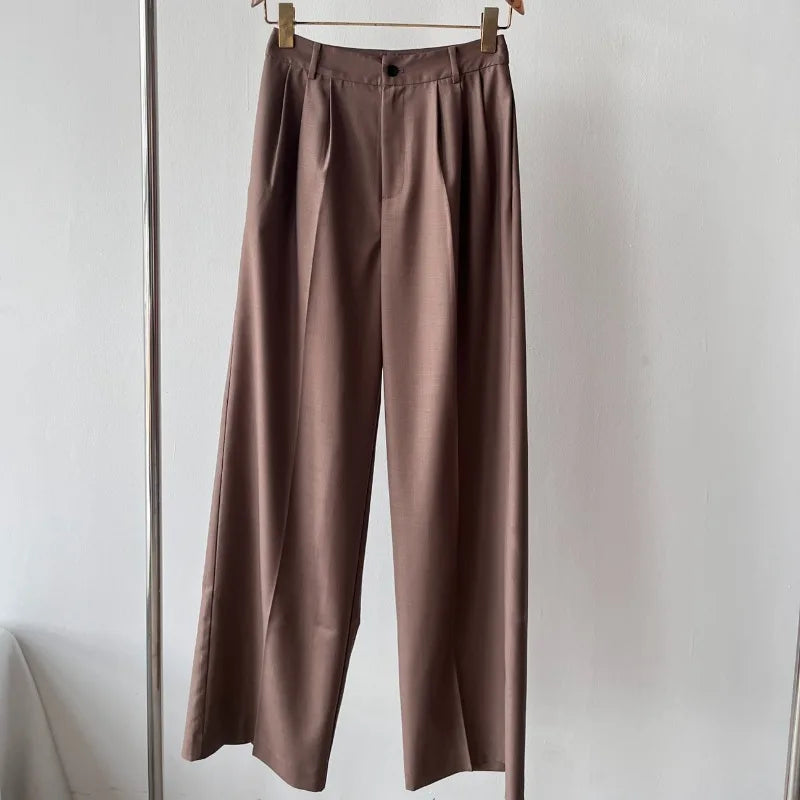 Autumn and Winter Wool Retro Classic Loose Casual Pants Women's Wide-leg Pants Suit