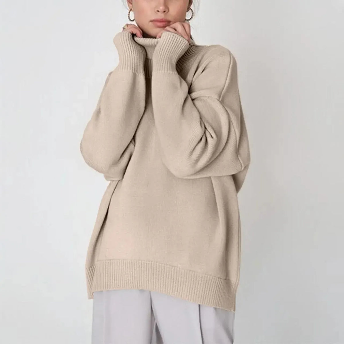 Women Sweater Turtleneck Autumn Winter Solid Elegant Thick Warm Long Sleeve Knitted Pullovers Ladies Casual Basic Jumpers Tops