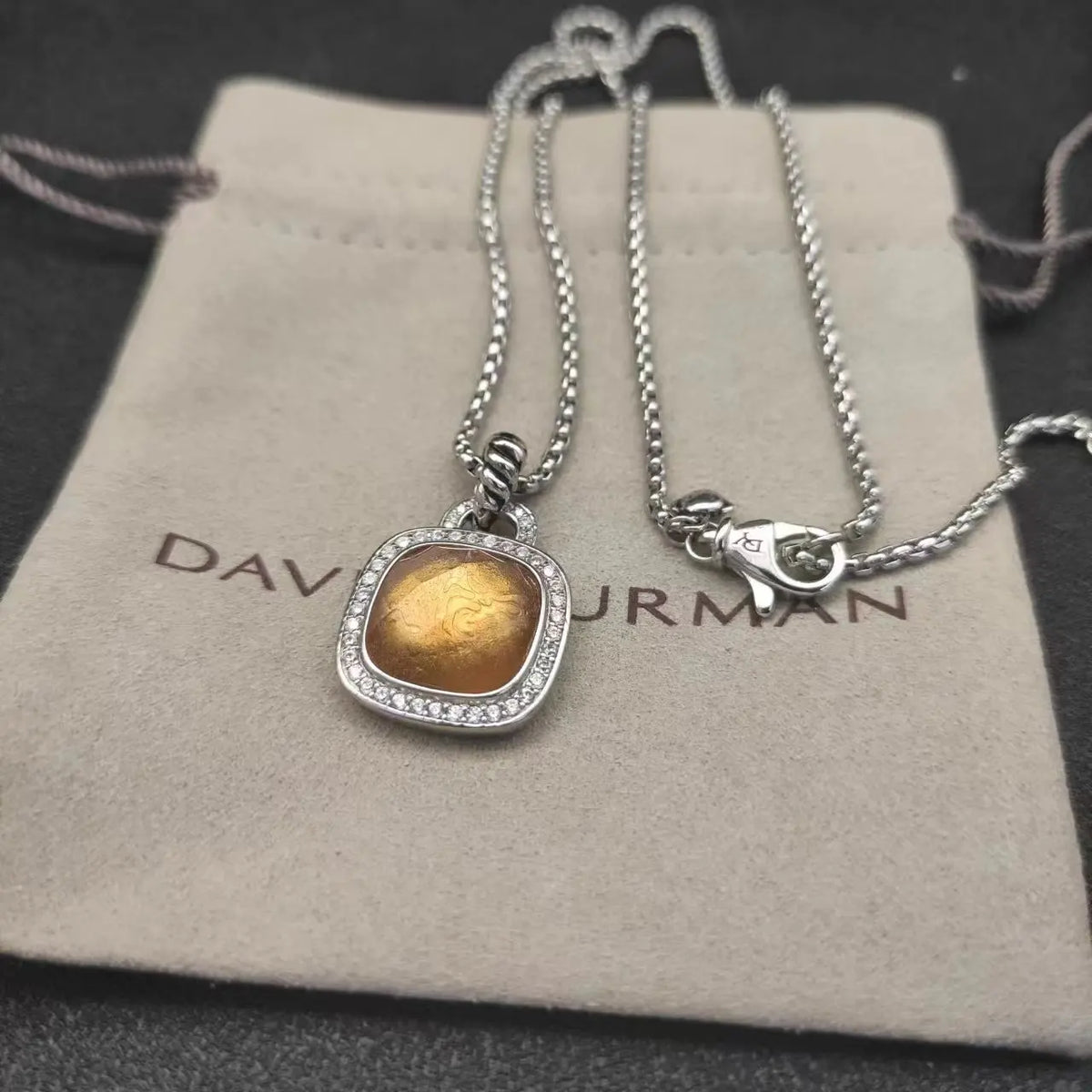 YS New David High Quality Women's 14MM Square Gemstone Necklace  Gift Free Shipping