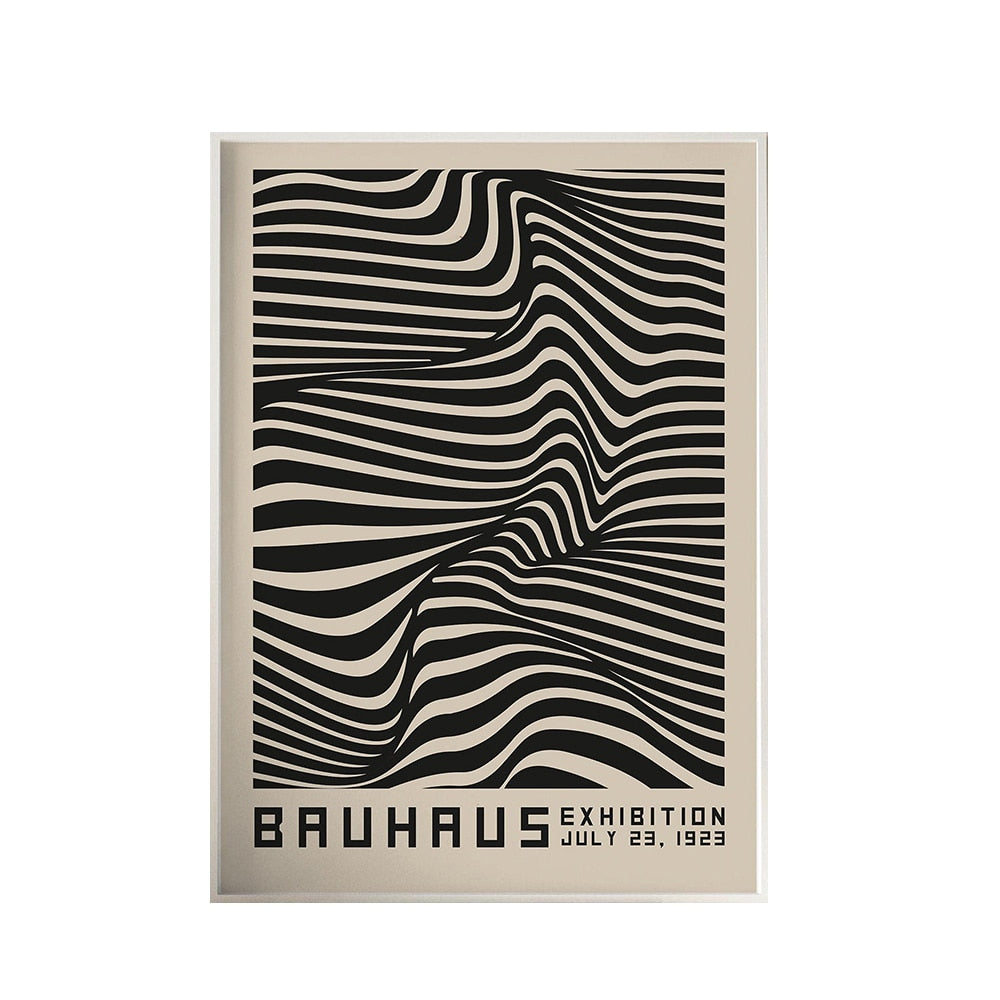 Bauhaus Abstract Illustration Canvas Painting Contemporary Print Vintage Exhibition Poster Black Wall Art Pictures Home Decor
