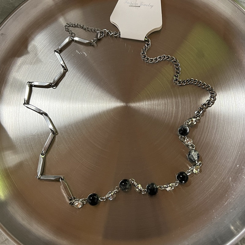 Crystal Opal Moonstone Necklaces for Women Layered Zircon Star Choker Collar Y2K Aesthetic Trendy Egirl Necklace Jewelry