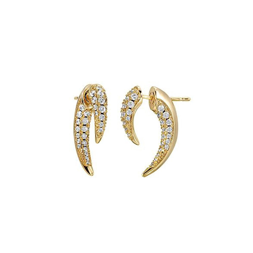 Unique Stud Earrings For Women Pave Double Spike Ear Jacket Cubic Zirconia Cz Jewelry