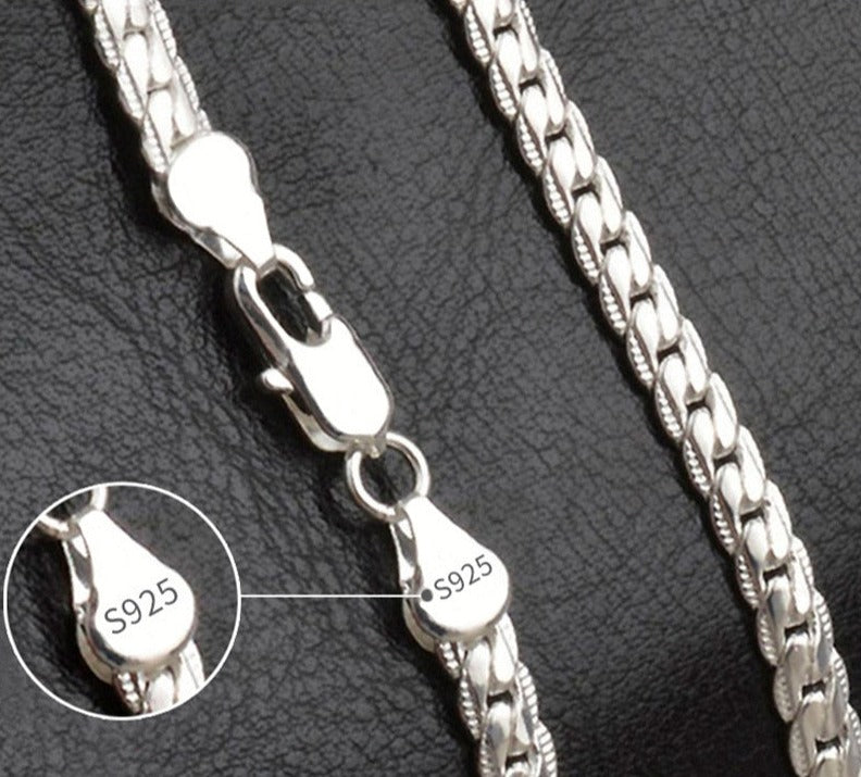 S925 Sterling Silber 6mm Full Sideways Halskette 8/18/20/24 Zoll Kette für Frau Männer Hochzeit Verlobungsschmuck