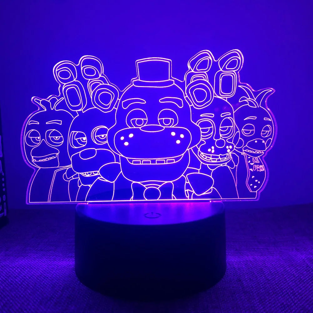 FNAF Freddy's 3D Acrylic Night Light with Remote Control 16 Colors Transform Bedroom Decoration Kids Game Fans Christmas Gift