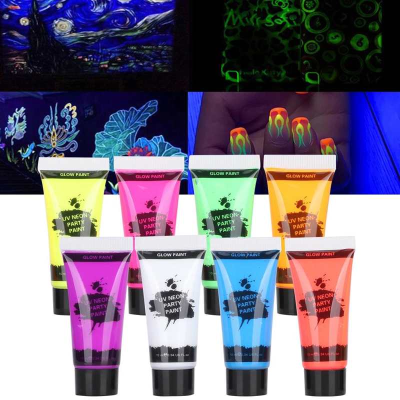 Body face Paint kit Fluorescent Party Halloween eye face makeup Cosplay football face shied color UV Glow Paint kit