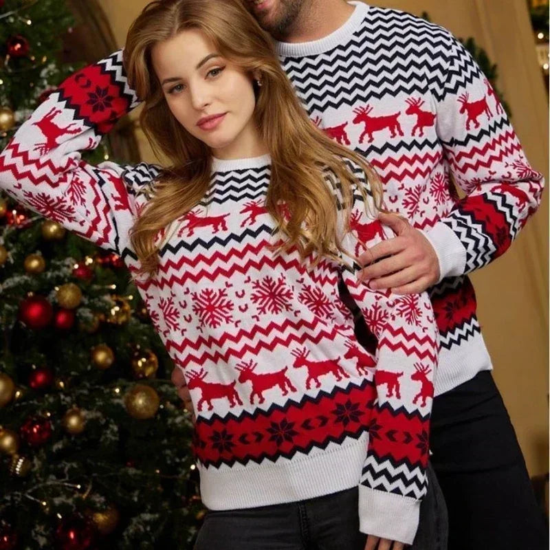 2023 New Winter Mom Dad Kids Matching Knitting Sweaters Christmas Family Couples Jumpers Warm Thicken Casual Knitwear Xmas Look