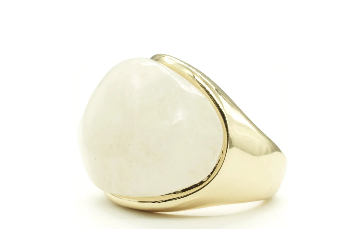 Large Oval Genuine White Stone Ring