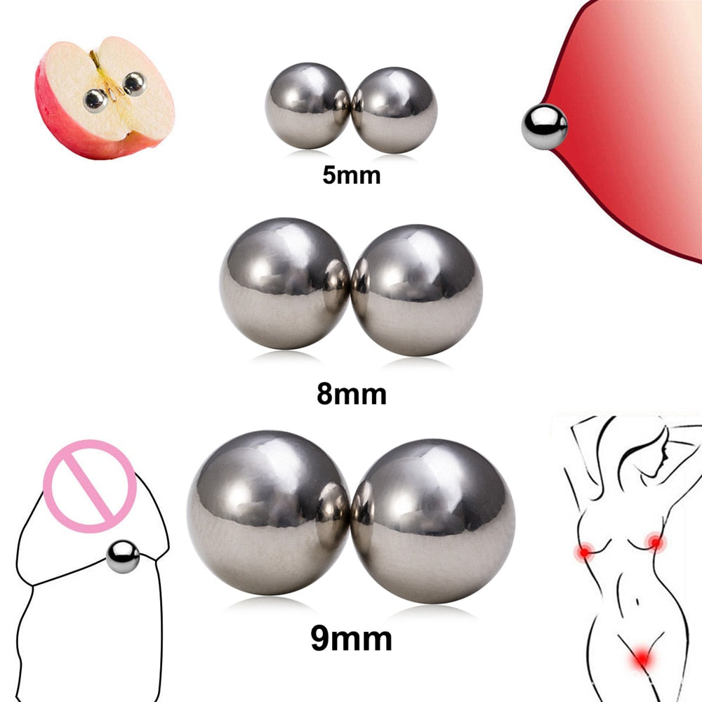 2Pcs Piercing Strong Magnetic Nipple Rings Orb Sex Toys for Couple Magnet Nipple Piercing BDSM Link Clamps Clitoris Bondage