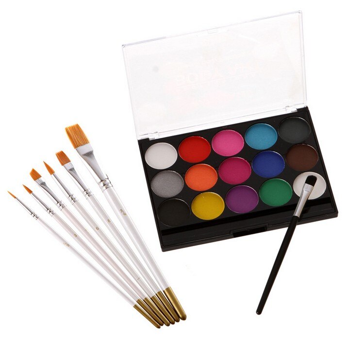 Body Painting water based Kids Flash Tattoo football Makeup Dress Beauty face eye Paint Palette with Brush Kit beauty tools