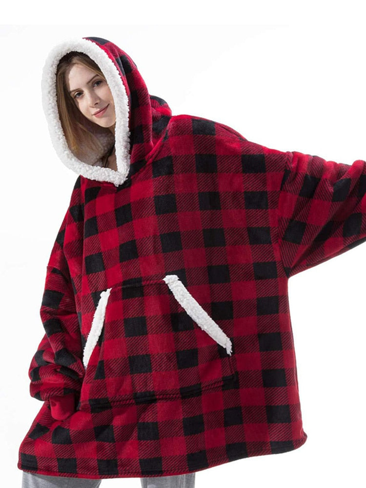 Übergroßes Hoodies-Sweatshirt für Damen, Winter-Hoodies, Fleece-Riesendecke mit Ärmeln, Übergröße, Damen-Hoodie-Sweatshirts